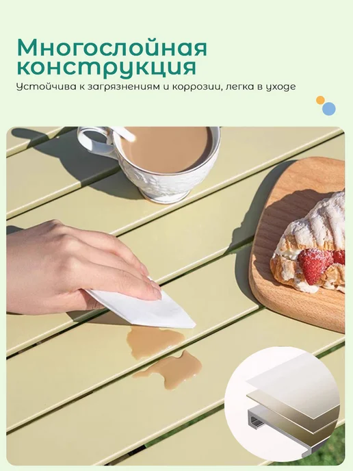 Стол садовый складной металлический для дачи и кемпинга, зеленый, фото 3