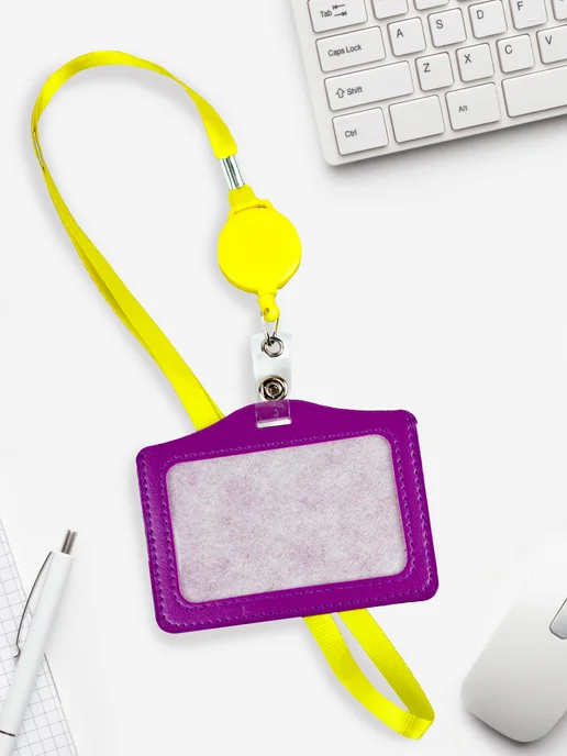 DadDi Бейдж с держателем на рулетке, фиолетовый
