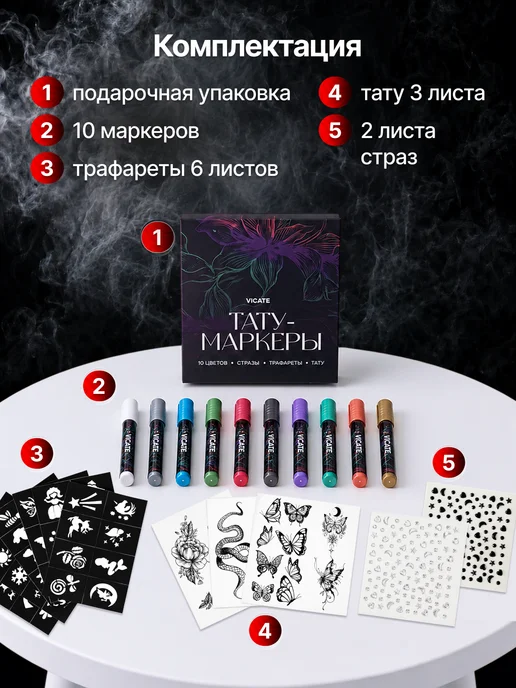 VICATE Аквагрим для лица и тела набор для творчества, вариант, фото 8