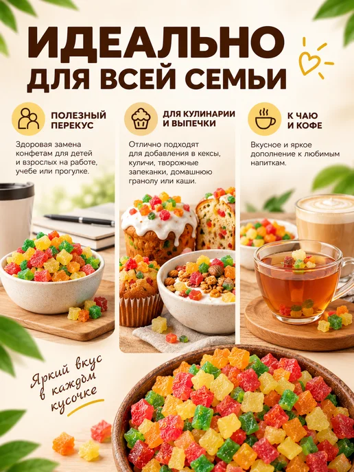 ФАЙЗ Цукаты ассорти 1 кг, для пасхальных куличей, 1 кг, фото 2