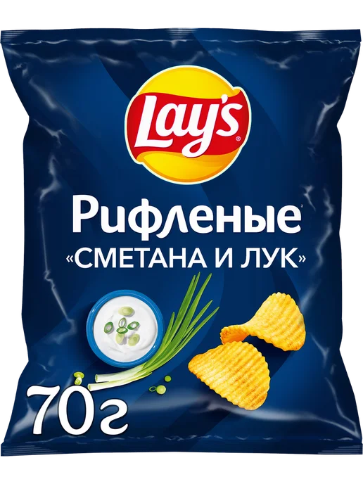 Lay's Чипсы со вкусом сметаны и лука, 70г x 3, 70 г, фото 2