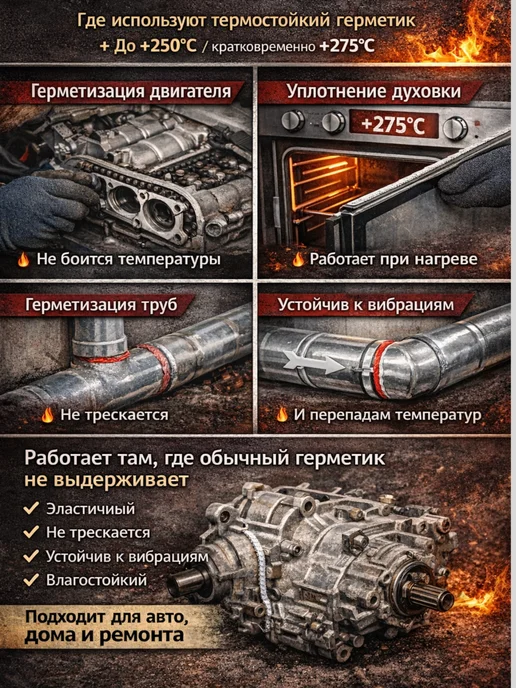 IRFix Герметик силиконовый термостойкий,до +250°C, 2шт, 3 шт, фото 4