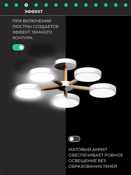 CBETЛO Люстра потолочная светодиодная для спальни, гостиной, белый, фото 3