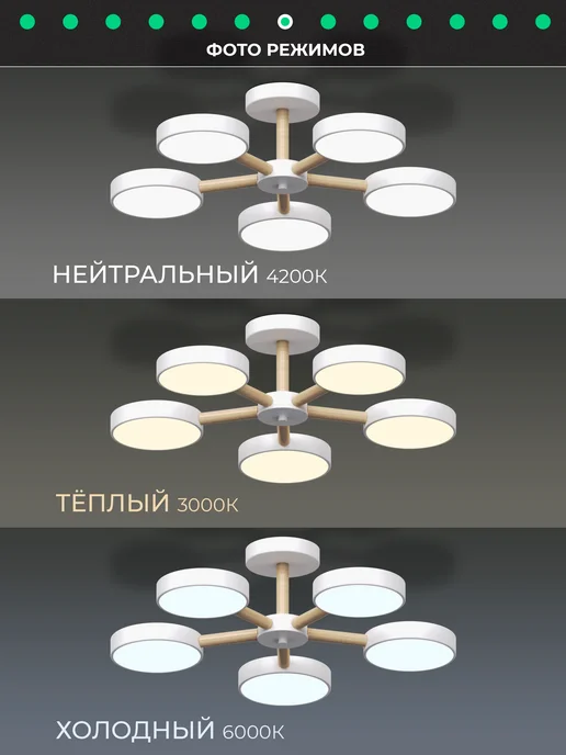 CBETЛO Люстра потолочная светодиодная для спальни, гостиной, белый, фото 4