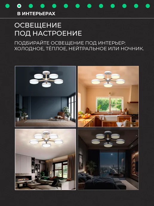 CBETЛO Люстра потолочная светодиодная для спальни, гостиной, белый, фото 7