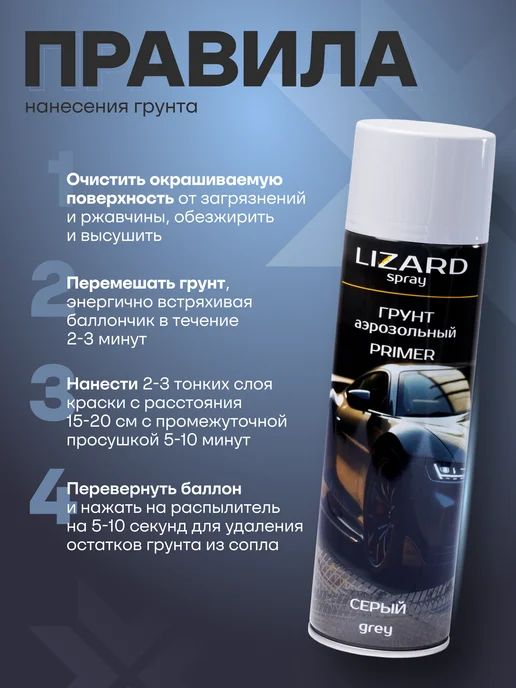 Hoch Paint Грунтовка автомобильная акриловая серая 520 мл, 500 мл, фото 5