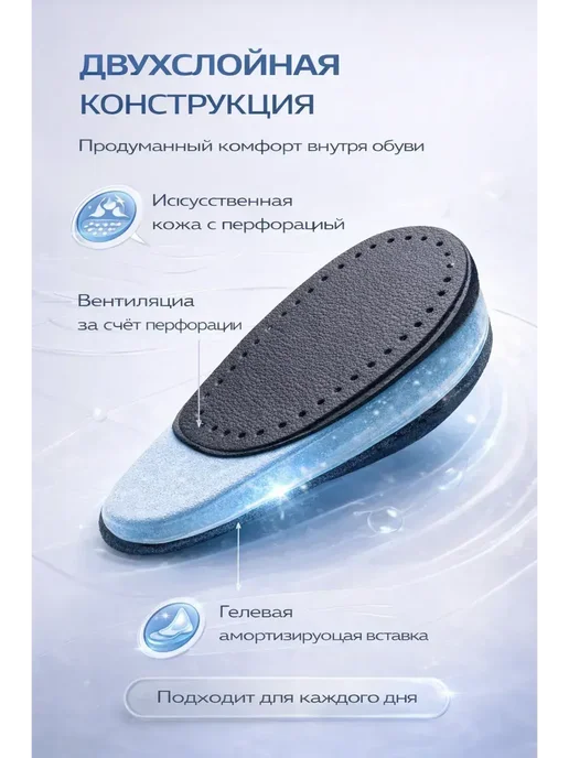 Ада08 Подпяточники ортопедические гелевые амортизация, голубой, фото 3