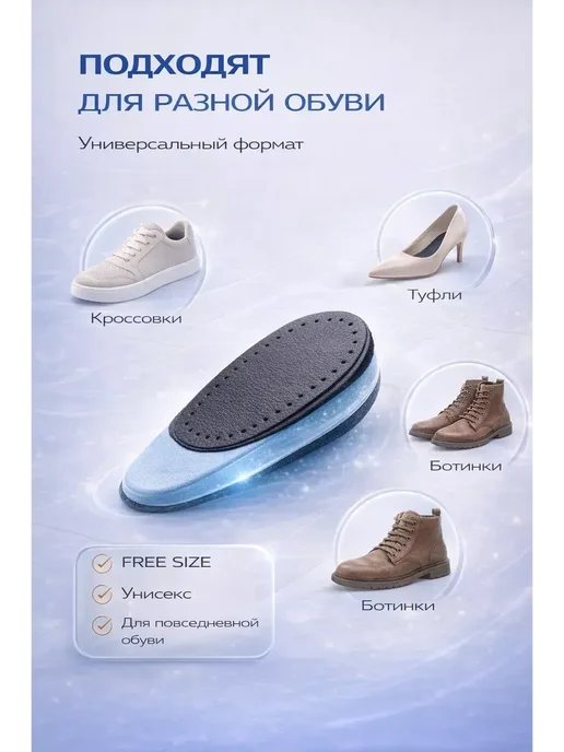 Ада08 Подпяточники ортопедические гелевые амортизация, голубой, фото 5