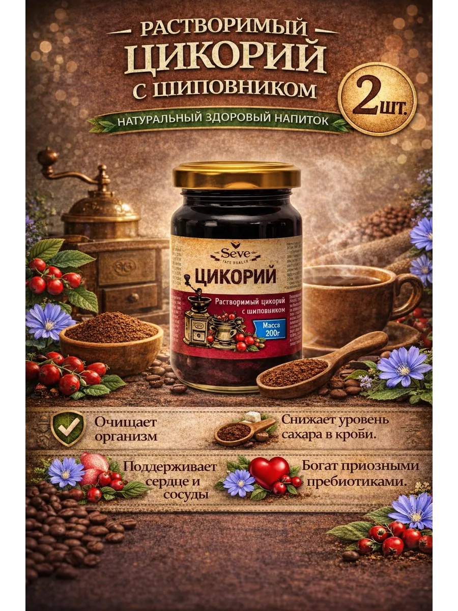 Цикорий жидкий с шиповником, 2 шт. по 200 г