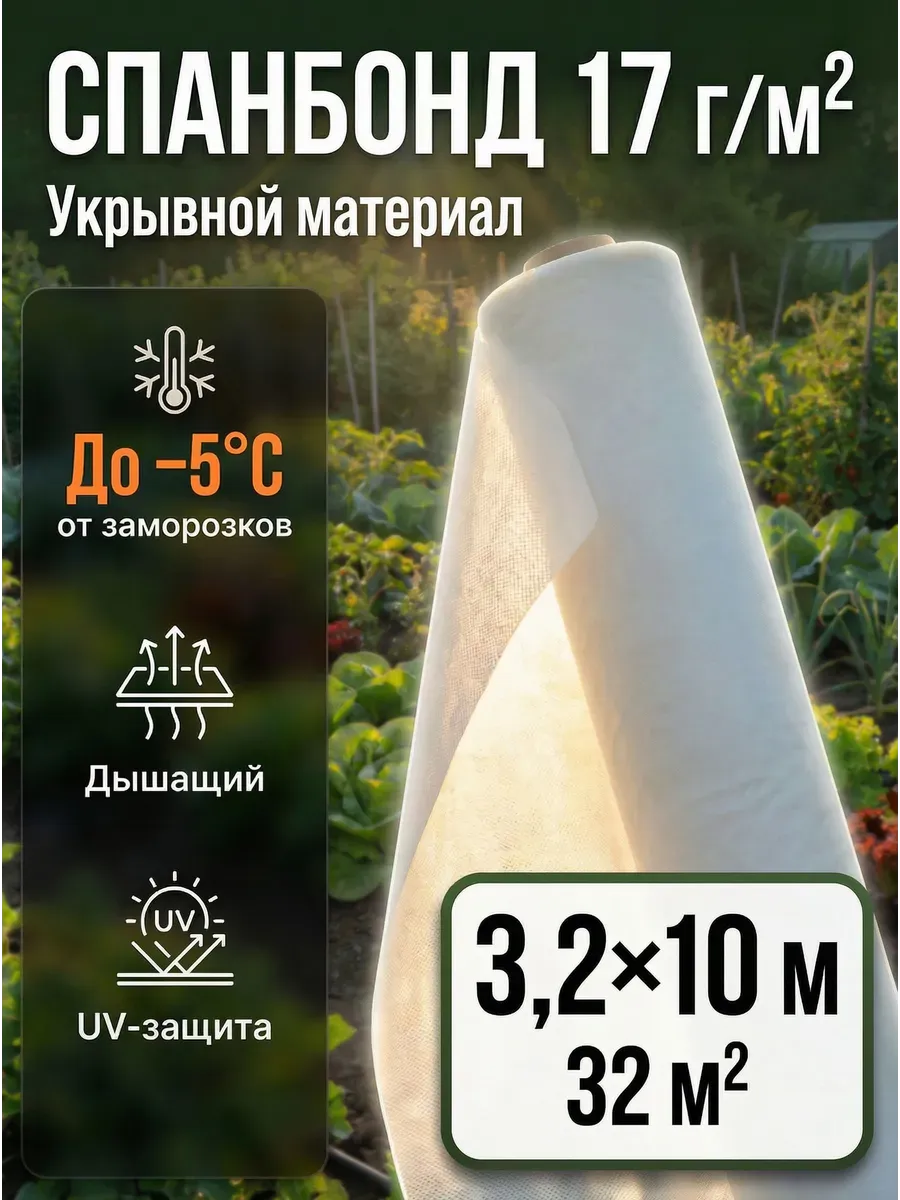 Укрывной материал спанбонд садовый 17 гр 3,2x10