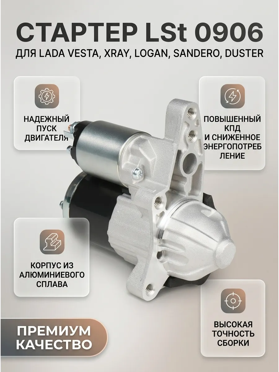 Стартер Лада Веста, XRAY, Логан, Сандеро, Дастер, Каптюр (HR16DE-H4M MT) СтартВОЛЬТ (4шт)