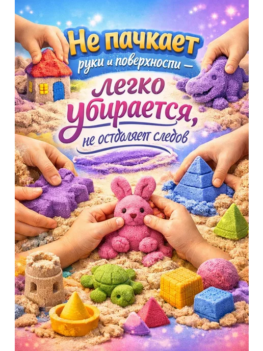 Волшебный хлопковый песок 3 пакетика кинетический, вариант, фото 5