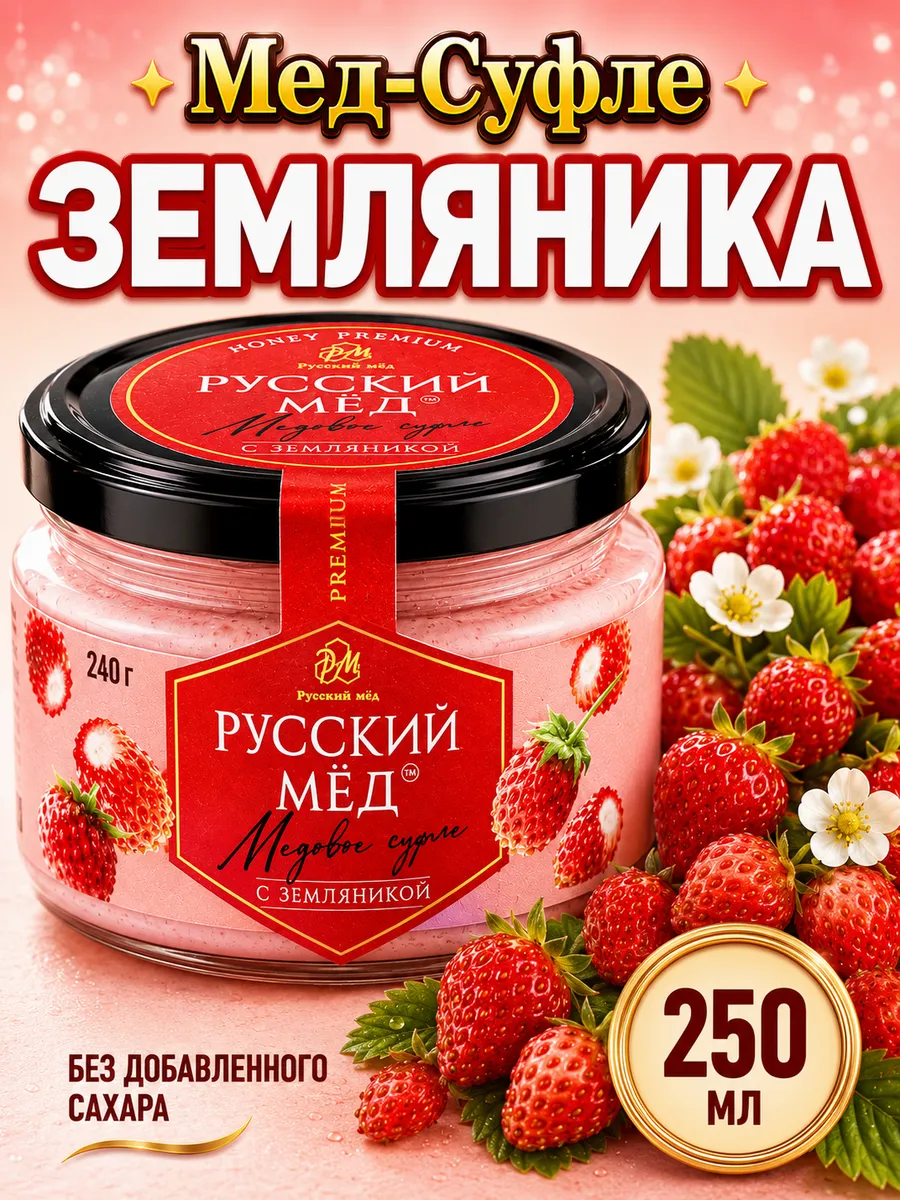 Русский Мед с Земляникой Медовое суфле 250мл