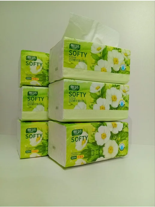 Салфетки бумажные премиальные 6 пачек Softy, белый, фото 2