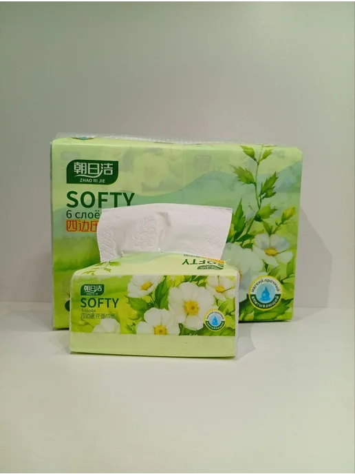 Салфетки бумажные премиальные 6 пачек Softy, белый, фото 3