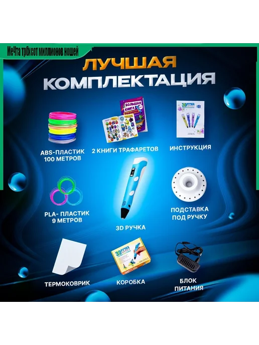 Детская 3D-ручка FDM, ABS PLA, трафареты, вариант, фото 7