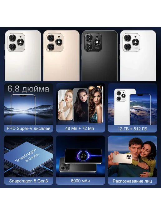 Смартфон MI Xian Mi Note 60 Pro 12/12 ГБ, синий, фото 3