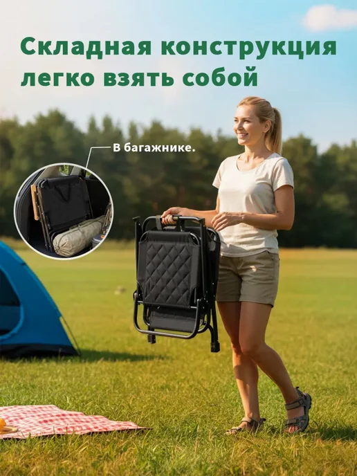 mircamping Стул садовый для дачи пластиковый, черный, фото 3