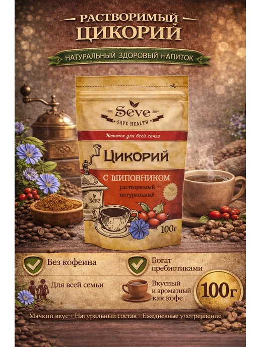 SEVE Цикорий растворимый с шиповником, 100 г, 100 г