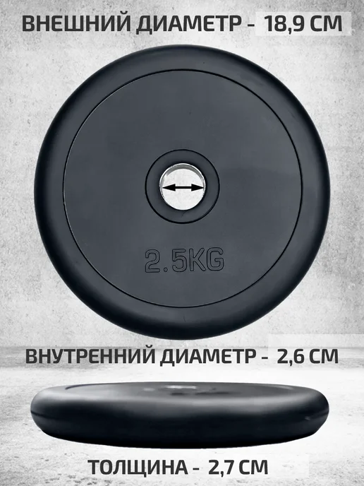 OneFit Блины для штанг и гантелей 10 кг, 2 шт, 2,5 кг, фото 2
