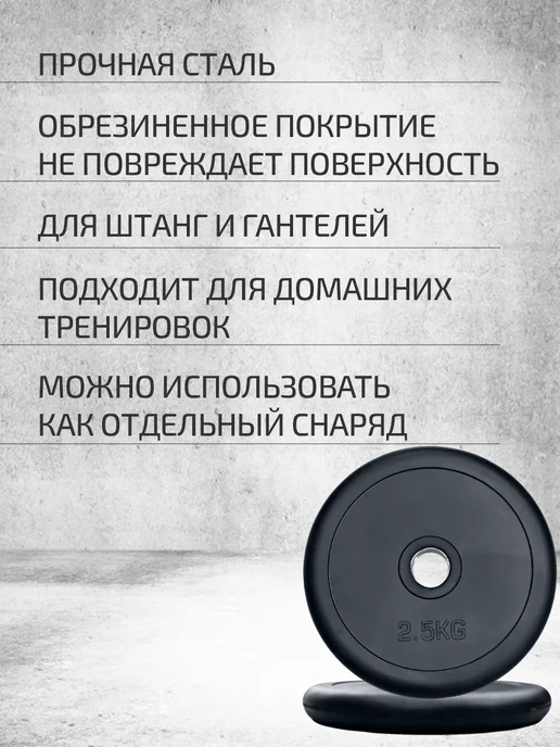 OneFit Блины для штанг и гантелей 10 кг, 2 шт, 2,5 кг, фото 3