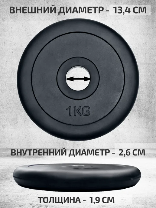 OneFit Блины для штанг и гантелей 10 кг, 4 шт, 1 кг, фото 2