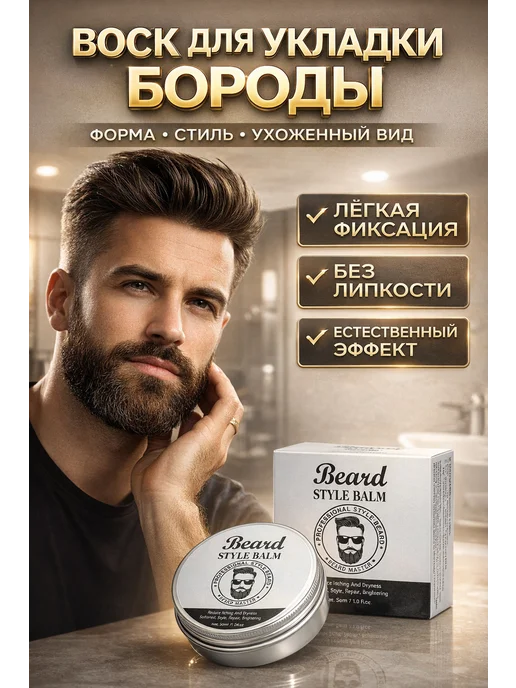 Novalin New Воск для укладки бороды мужской, белый