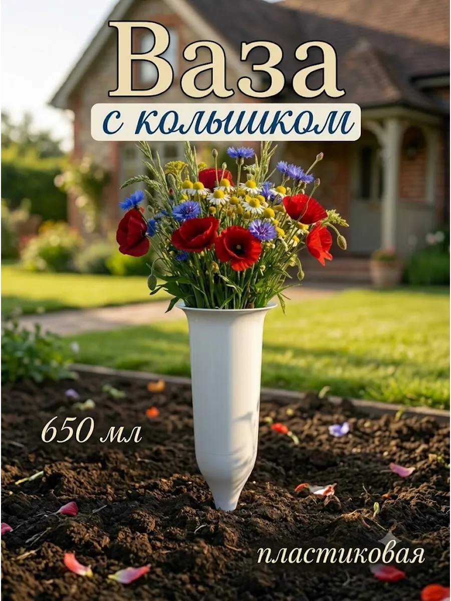 Ваза газонная, 650 мл, d=10 см, h=26 см
