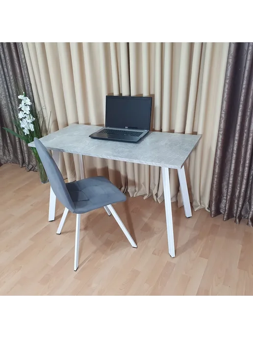 RostovStol Стол игровой НИК бетон светлый 80*70 см. Черные ножки, 120x60 см, фото 3