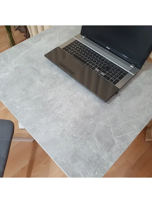 RostovStol Стол игровой НИК бетон светлый 80*70 см. Черные ножки, 80x80 см, фото 8