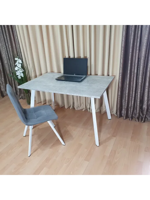 RostovStol Стол игровой НИК бетон светлый 80*70 см. Черные ножки, 120x80 см, фото 3