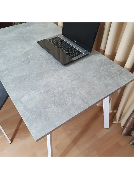RostovStol Стол игровой НИК бетон светлый 80*70 см. Черные ножки, 130x80 см, фото 7