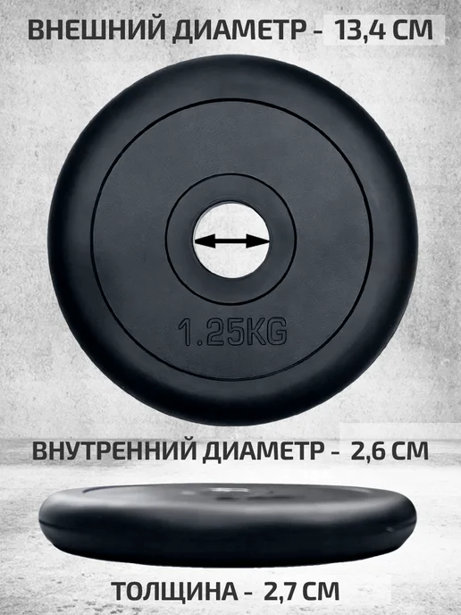 OneFit Блины для штанг и гантелей 10 кг, 4 шт, 1,25 кг, фото 2