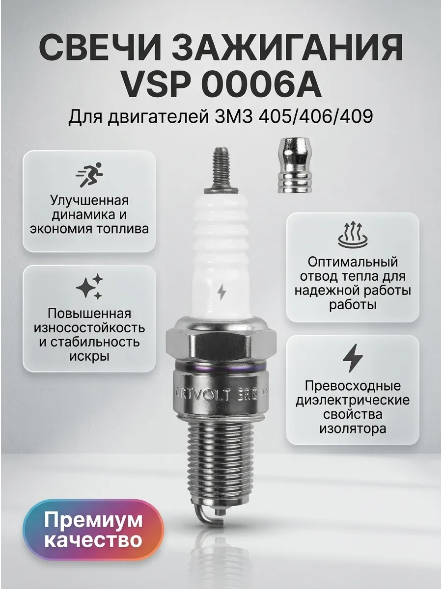 Свечи Газель,Волга 406 Евро-2 ключ 21 (в инд. упак) (зазор 0,7мм с резистором с медью) СтартВОЛЬТ