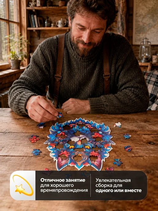 Dream Woods Деревянный пазл Дух Леса M для детей и взрослых, бежевый, фото 5