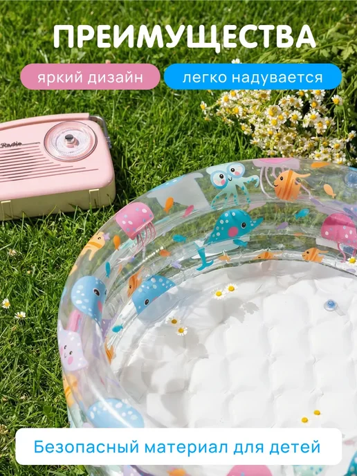 Праздничный уголок Надувной бассейн детский, голубой, фото 2