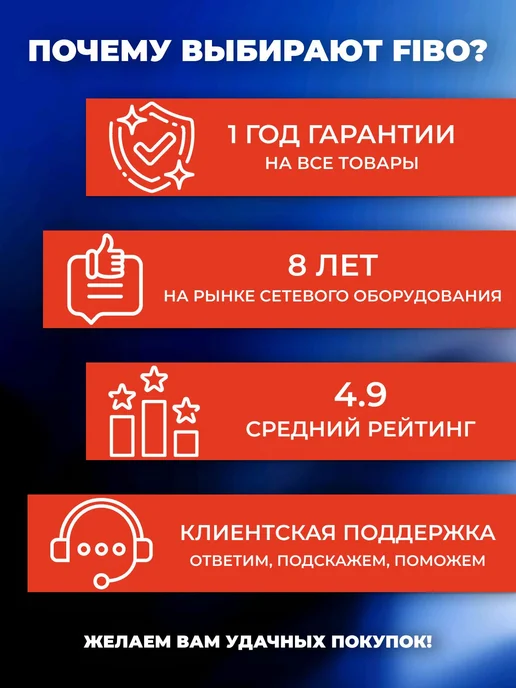 FIBO Коммутатор неуправляемый (свитч) 8 портов 10 100 Мбит с RJ-4…, вариант, фото 4