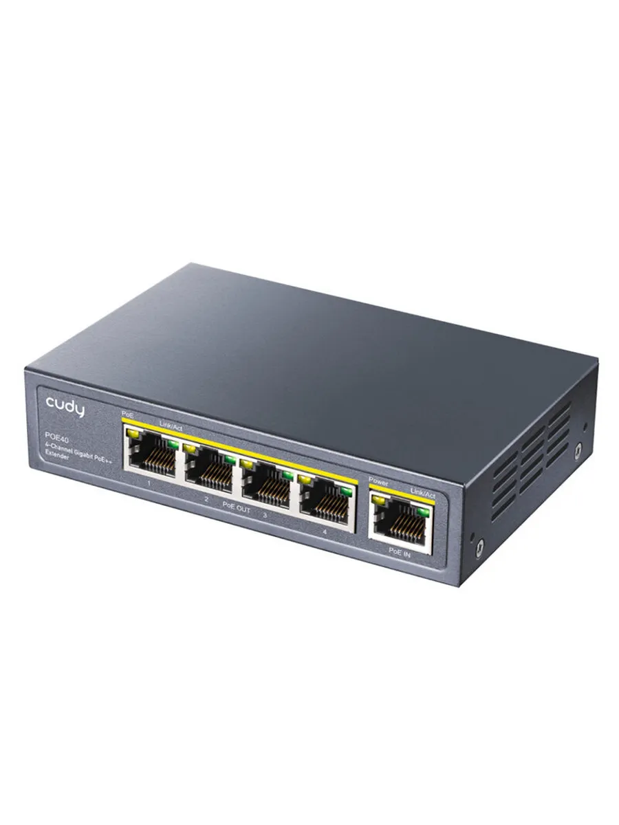 Удлинитель POE40 PoE+ гигабитный 4-канальный 30 Вт