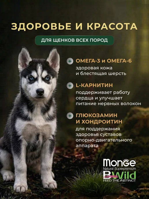 Сухой корм MONGE Bwild Карт… для собак, беззерновой, щенки, мясо, утка, 12,3 кг, фото 2