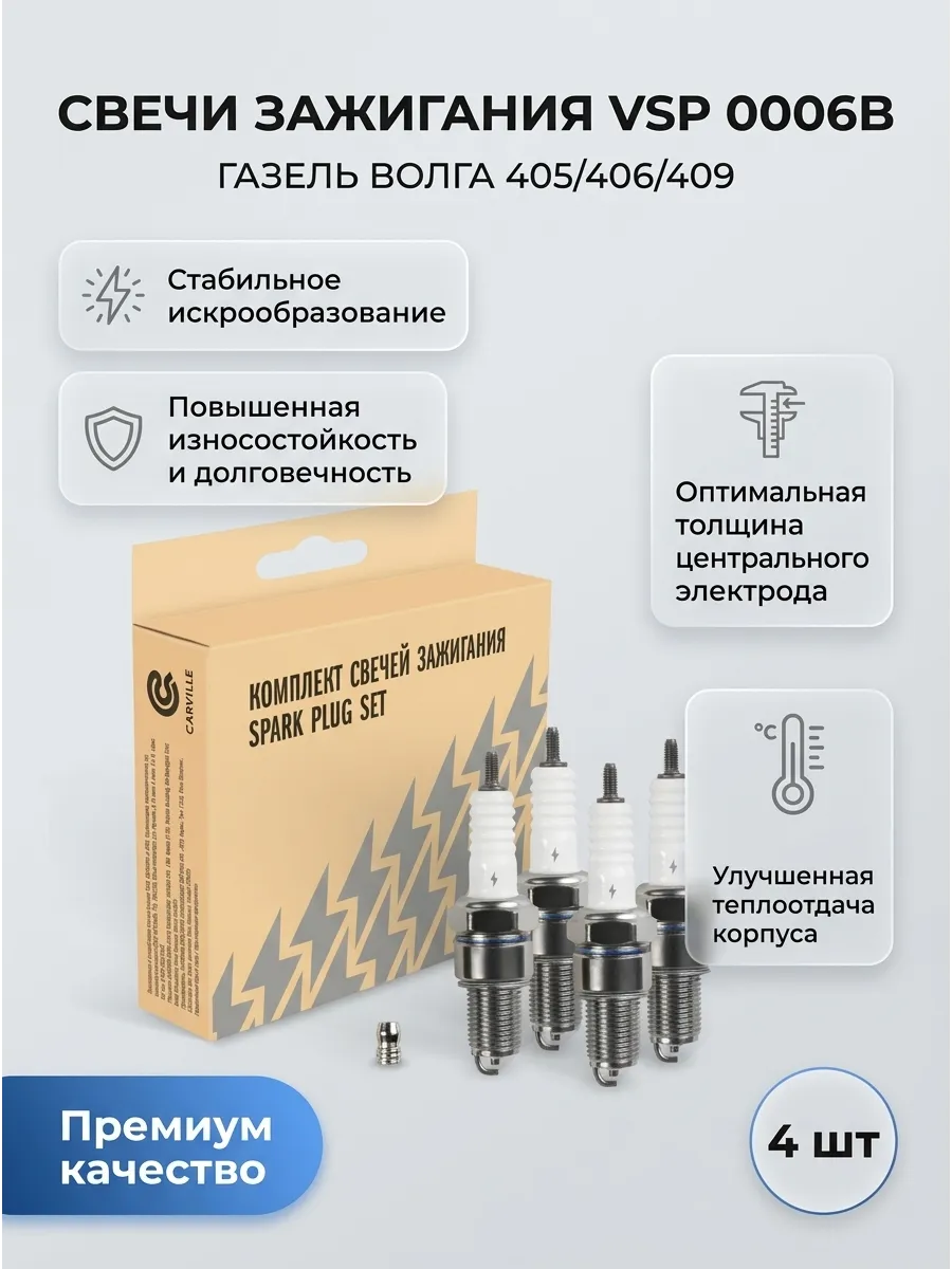 Свечи Газель,Волга 406 Евро-2 ключ 21 (в инд. упак) (зазор 1мм с резистором с медью) СтартВОЛЬТ