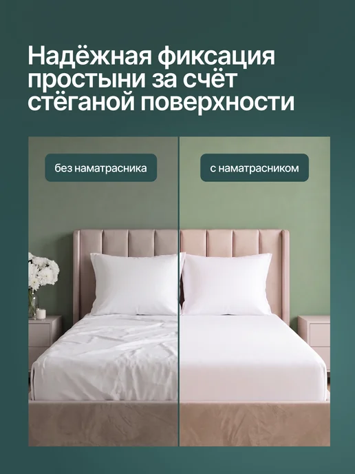 OBNIME Стеганый наматрасник 60х120 на резинке нескользящий, 60x120, фото 6