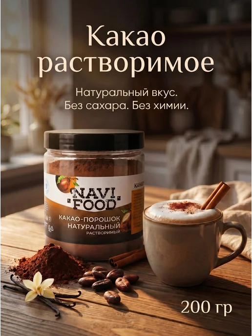 Navifood Какао расстворимый 200 гр, 200 г