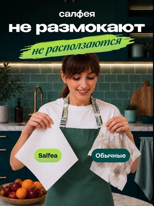 САЛФЕЯ Салфетки для уборки в рулоне безворсовые 110 шт, 110 шт, фото 6