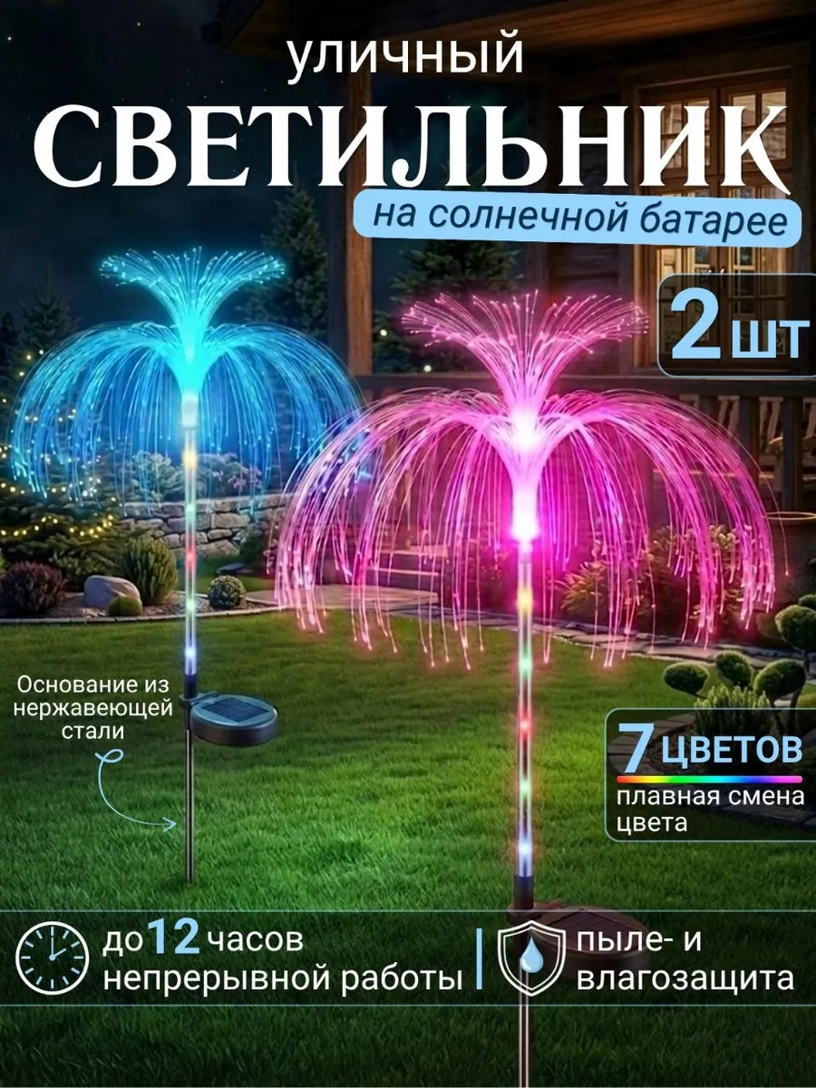 Светильник садовый на солнечной батарее фонтан 2 шт