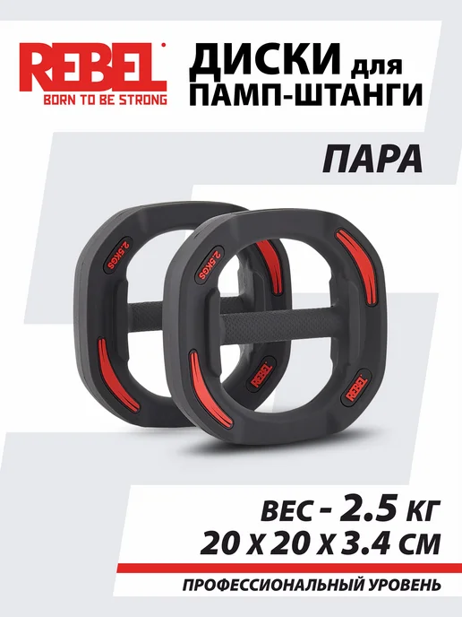 REBEL' Диски 2,5 кг быстрозажимные для памп-штанги, 2,5 кг