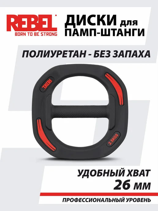 REBEL' Диски 2,5 кг быстрозажимные для памп-штанги, 2,5 кг, фото 2