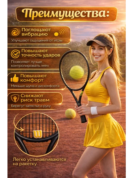 Виброгаситель для теннисной ракетки желтый 2 шт, 2 шт, фото 2