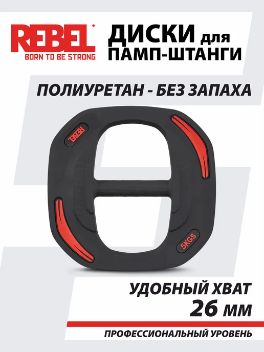 REBEL' Диски 2,5 кг быстрозажимные для памп-штанги, 5 кг, фото 2