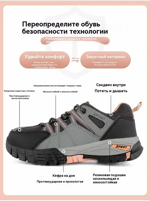 Dian Sen Спецобувь Рабочие ботинки с защитным носком летние, черный, фото 8