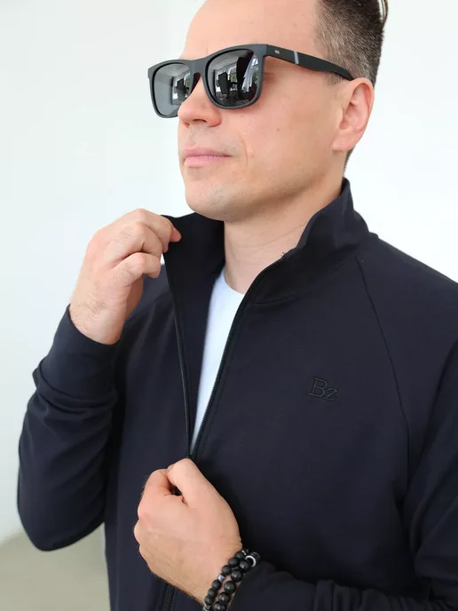 asfashiondp Спортивный костюм на молнии без начеса, синий, фото 4